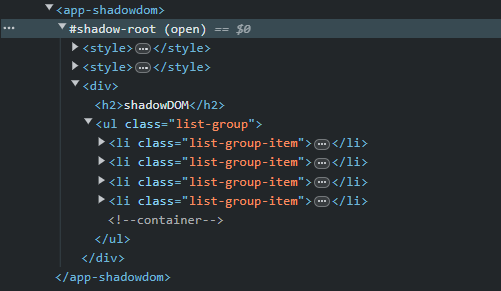 screenshot of the shadow dom